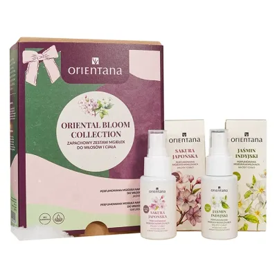 Orientana Oriental Bloom Collection zestaw zapachowych mgiełek do włosów i ciała Jaśmin Indyjski 50 ml + Sakura Japońska 50 ml