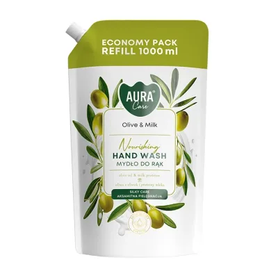 Aura Care kremowe mydło do rąk Nourishing Olive & Milk refill 1000 ml