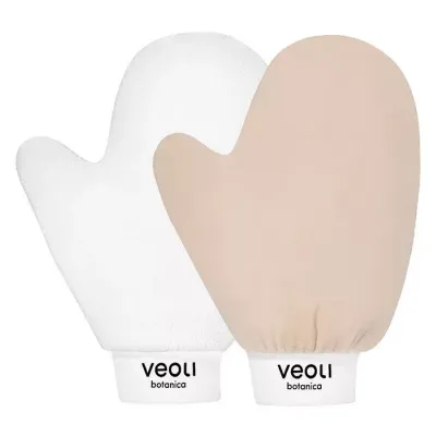 Veoli Botanica rękawica do aplikacji produktów brązujących + rękawica peelingująca do ciała