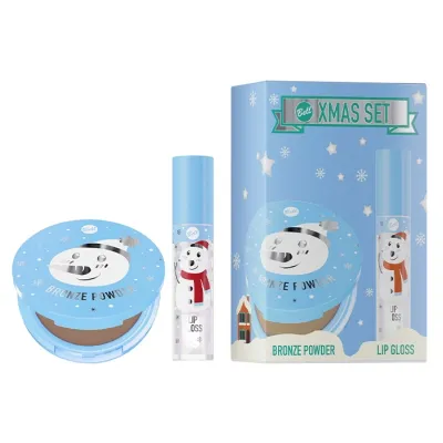 Bell XMAS Set 1 zestaw błyszczyk do ust 01 Frosted Fantasy 4,2 g + puder brązujący 01 Icy Mocha 9 g