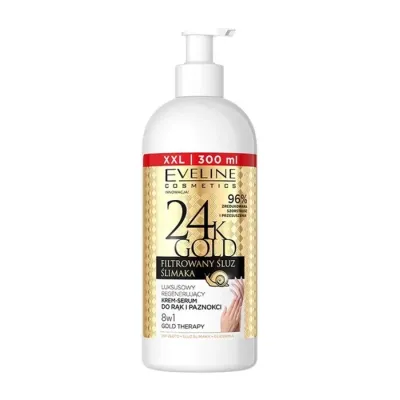 Eveline Cosmetics 24K Gold regenerujący krem do rąk i paznokci ze złotem i śluzem ślimaka 300 ml