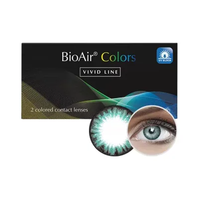 BioAir Colors Vivid Line Shiny Turquoise kolorowe soczewki kontaktowe 2 szt