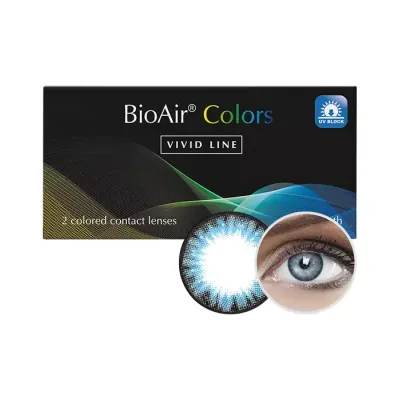 BioAir Colors Vivid Line Glossy Sky kolorowe soczewki kontaktowe 2 szt