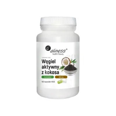 Aliness suplement diety węgiel aktywny z kokosa Food Grade 300 mg 100 kapsułek