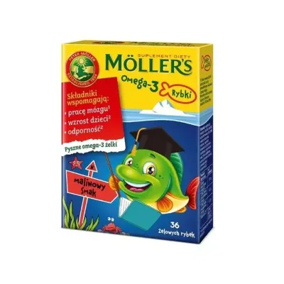 MOLLER’S OMEGA-3 RYBKI SUPLEMENT DIETY DLA DZIECI MALINOWY 36 ŻELEK