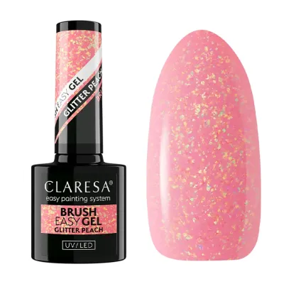 Claresa Brush Easy Gel budujący żel do paznokci w butelce Glitter Peach 5 g