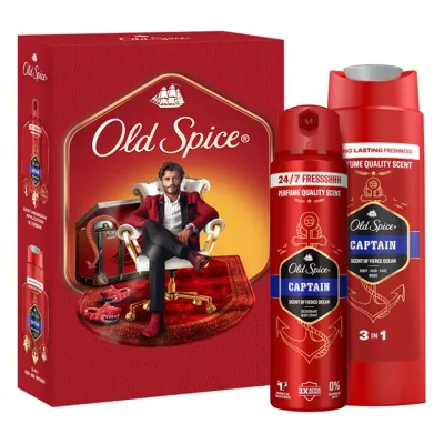 Old Spice Captain zestaw prezentowy żel pod prysznic 3w1 250 ml + dezodorant w sprayu 150 ml