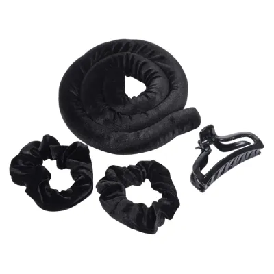 Sister Young Lisa zestaw do kręcenia włosów wałek + 2 scrunchie + klips Black