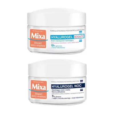 Mixa Hyalurogel bogaty krem intensywnie nawilżający 50 ml + krem-maska na noc 50 ml