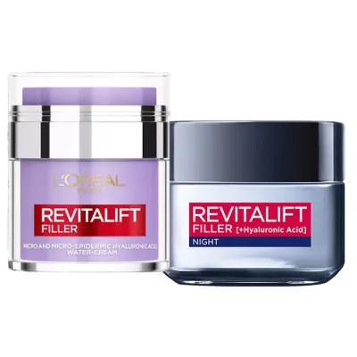L'Oréal Paris Revitalift Filler zestaw krem na dzień Water-Cream + krem na noc [HA]