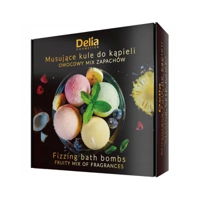Delia Cosmetics zestaw musujących kul do kąpieli Owocowy Mix Zapachowy 4 x 100 g