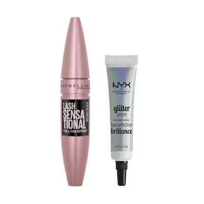 Maybelline Lash Sensational tusz do rzęs 9,5 ml + NYX Professional Makeup baza pod cienie Glitter Primer 10 ml