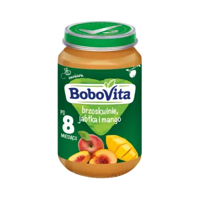 BoboVita deserek w słoiczku po 8 miesiącu Brzoskwinie, Jabłka i Mango 190 g