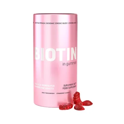 Noble Health Biotyna suplement diety w żelkach Smak Truskawkowy 180 g