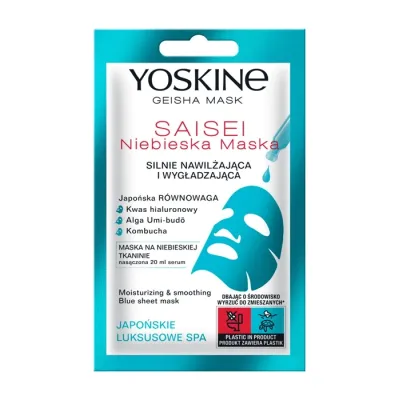 Yoskine Geisha Mask Saisei niebieska maska nawilżająca w płachcie 20 ml
