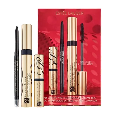Estée Lauder Eyes on the Prize Sumptuous Extreme Trio Holiday Makeup Gift Set zestaw tusz do rzęs Extreme Black 8 ml + eyeliner Blackened Onyx 0,35 g