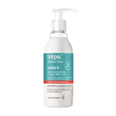Tołpa Dermo Face Sebio+ żel do mycia twarzy 2 kwasy AHA + LHA 195ml