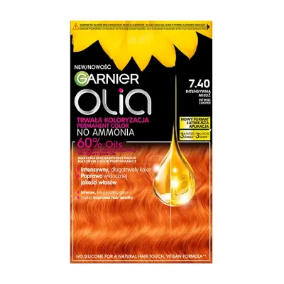 Garnier Olia trwała farba do włosów bez amoniaku 7.40 Intensywna Miedź