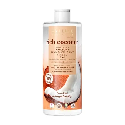 Eveline Cosmetics Rich Coconut nawilżający kokosowy płyn micelarny i tonik 500 ml