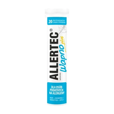 Allertec Wapno Plus suplement diety tabletki musujące o smaku cytrynowym na alergie 20 tabletek