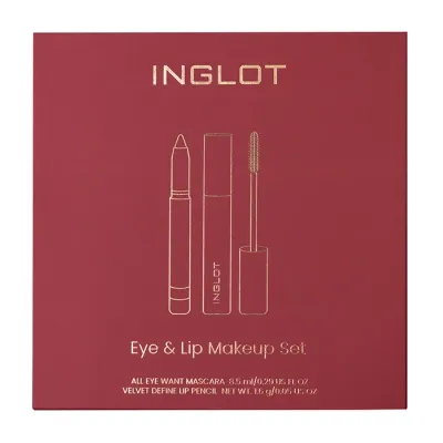 Inglot Eye & Lip Makeup Set zestaw do makijażu oczu i ust tusz do rzęs All Eye Want 8,5 ml + ołówek do ust Velvet Define Lip Pencil 68 Creamy Cappucc