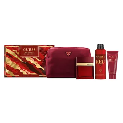 Guess Red Seductive Homme woda toaletowa spray 100 ml + dezodorant spray 226 ml + żel pod prysznic 100 ml + kosmetyczka