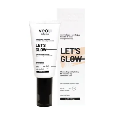Veoli Botanica Let's Glow rozświetlająco-nawilżający krem BB do cery suchej i normalnej SPF20 2.5 N Beige 30 ml