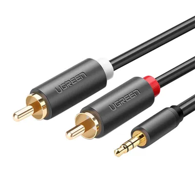 Kabel 2x UGREEN AV102 RCA (Cinch) jack 3.5 mm 1m (czarny)