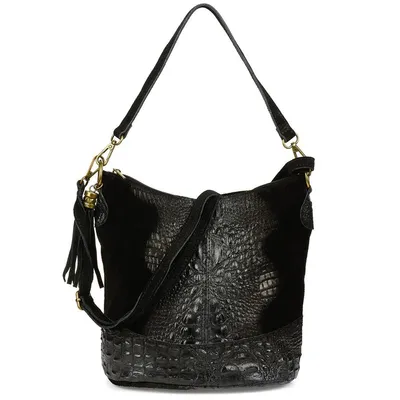 Shopperka czarna skórzana croco W13
