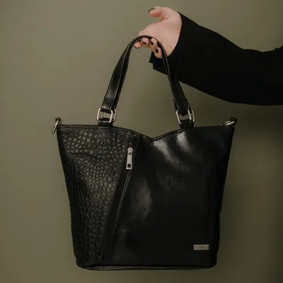 Shopperka skórzana SHE 705 czarny croco