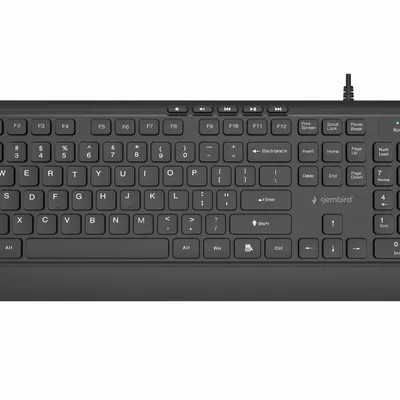 GEMBIRD KLAWIATURA PRZEWODOWA MULTIMEDIALNA SLIM, USB 5 KLAWISZY HOTKEYS, US LAYOUT, CZARNA