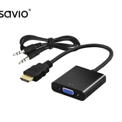 Adapter SAVIO CL-23/B (HDMI M - D-Sub (VGA) F; 0,20m; kolor czarny)