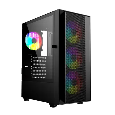 GEMBIRD OBUDOWA FORNAX 4000 MIDI-TOWER (2X USB 3.0, 1X USB 2.0, HD AUDIO, SZKLANY PANEL BOCZNY, PODŚWIETLENIE ARGB) CZARNA