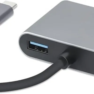 Hub USB Typ-C 4w1 USB 3.0 + PD 100W + HDMK 4k30Hz + VGA FullHD