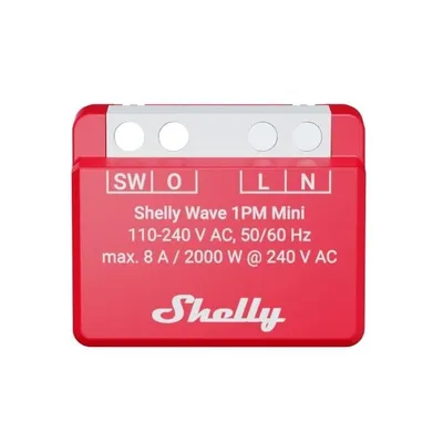 Inteligentny jednokanałowy przekaźnik Z-Wave Shelly Wave 1PM Mini LR z pomiarem energii