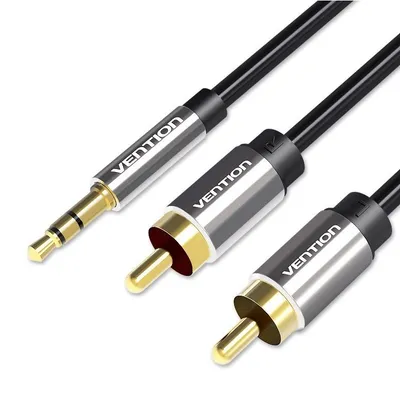 Kabel audio 3,5 mm męski na 2RCA męski 5m czarny