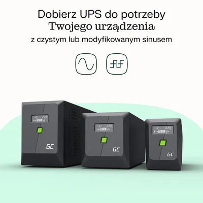 GREEN CELL UPS POWERPROOF 480W/750VA CZYSTA SINUSOIDA