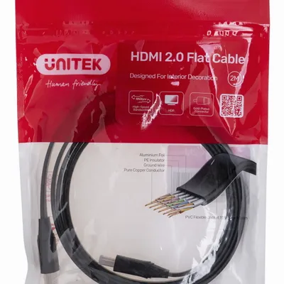 UNITEK KABEL HDMI 2.0 4K60HZ, PŁASKI, 2M, C11063BK-2M