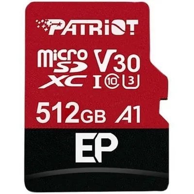 Karta pamięci z adapterem Patriot Memory EP Pro PEF512GEP31MCX (512GB; Class 10, Class A1, Class U3, V30; Adapter, Karta pamięci)