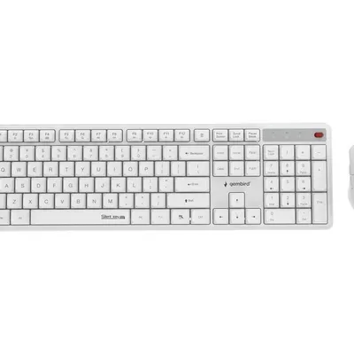 GEMBIRD BEZPRZEWODOWY ZESTAW KLAWIATURY + MYSZ SILENT KEY PRO BUSINESS, BIAŁY, UKŁAD US