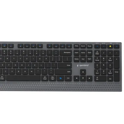 GEMBIRD BEZPRZEWODOWY ZESTAW KLAWIATURY + MYSZ DUAL MODE, 2.4 GHZ + BT, SLIM, UKŁAD US, KOLOR CZARNY