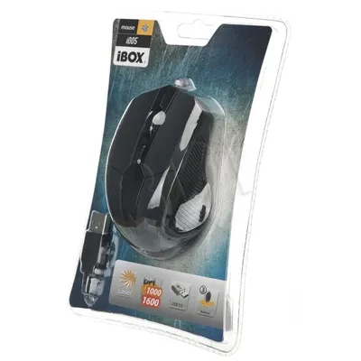Mysz IBOX i005 LASEROWA PRZEWODOWA, USB IMLAF005 (laserowa; 1600 DPI; kolor czarny)