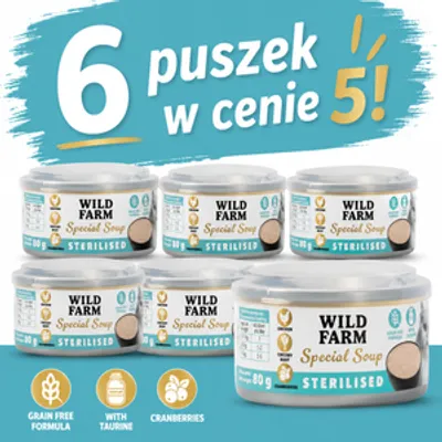 WILD FARM Special Soup 6x80g Sterilised – aromatyczna zupka - wsparcie prawidłowego nawodnienia