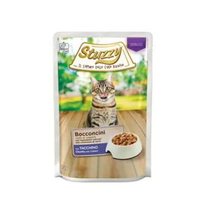 Stuzzy Bocconcini Sterilized, karma mokra, dla kota, indyk w sosie, 85 g, saszetka, po sterylizacji