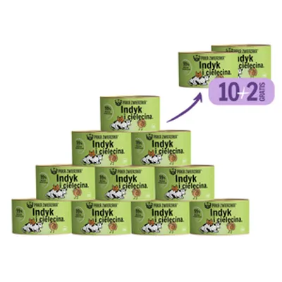 Paka Zwierzaka- karma mokra dla kota Indyk i cielęcina 10x200g+2 szt GRATIS !!!