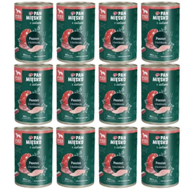 PAN MIĘSKO z Ziołami Pasztet z królikiem karma mokra dla psa 12x400g