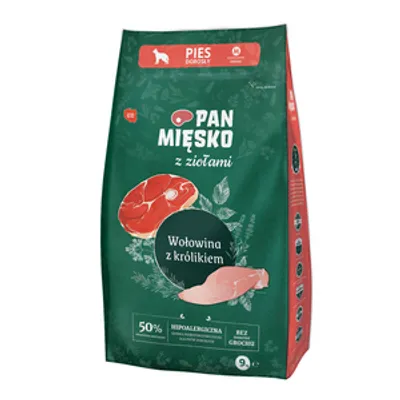 Pan Mięsko z Ziołami Wołowina z królikiem chrupki M 9kg