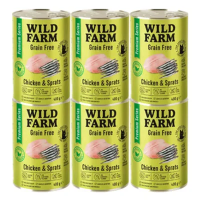 WILD FARM Premium Grain Free Chicken and Sprats 6x400g  - bezzbożowa karma dla kota