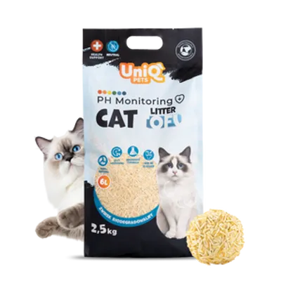UNIQ PETS ŻWIREK DLA KOTA TOFU, pH monitoring, biodegradowalny 2,5 kg bez zapachowy.