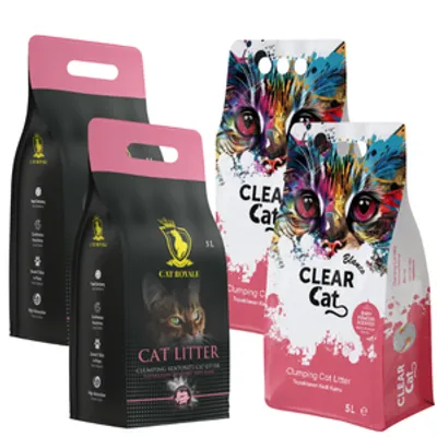 Żwirek bentonitowy Baby Powder 4x5l (2xCat Royale , 2xClear Cat)